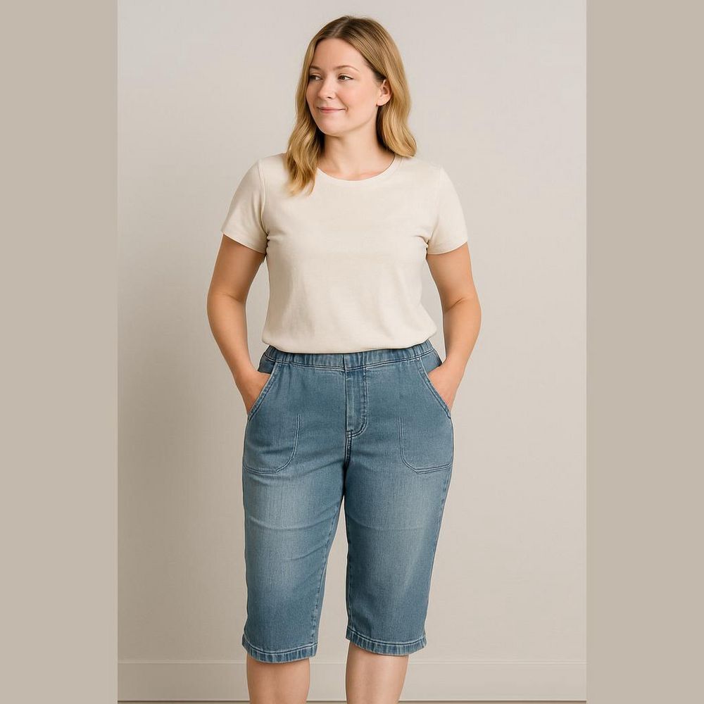 Croft & Barrow Denim Capris, Size Medium, Bow Detail